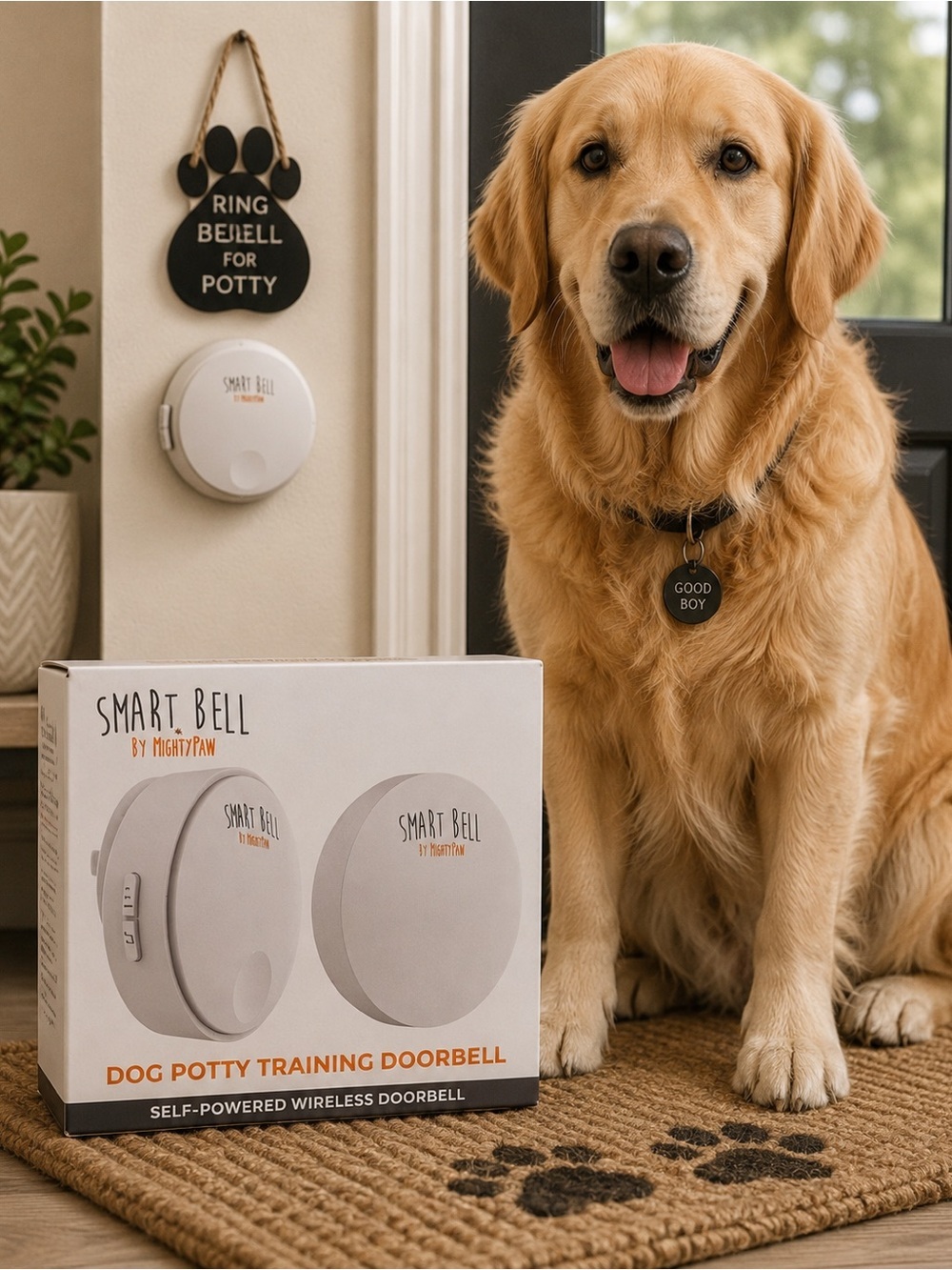 Mighty Paw Smart Bell Dog Potty Training Doorbell | Wireless | Self-Powered NIB